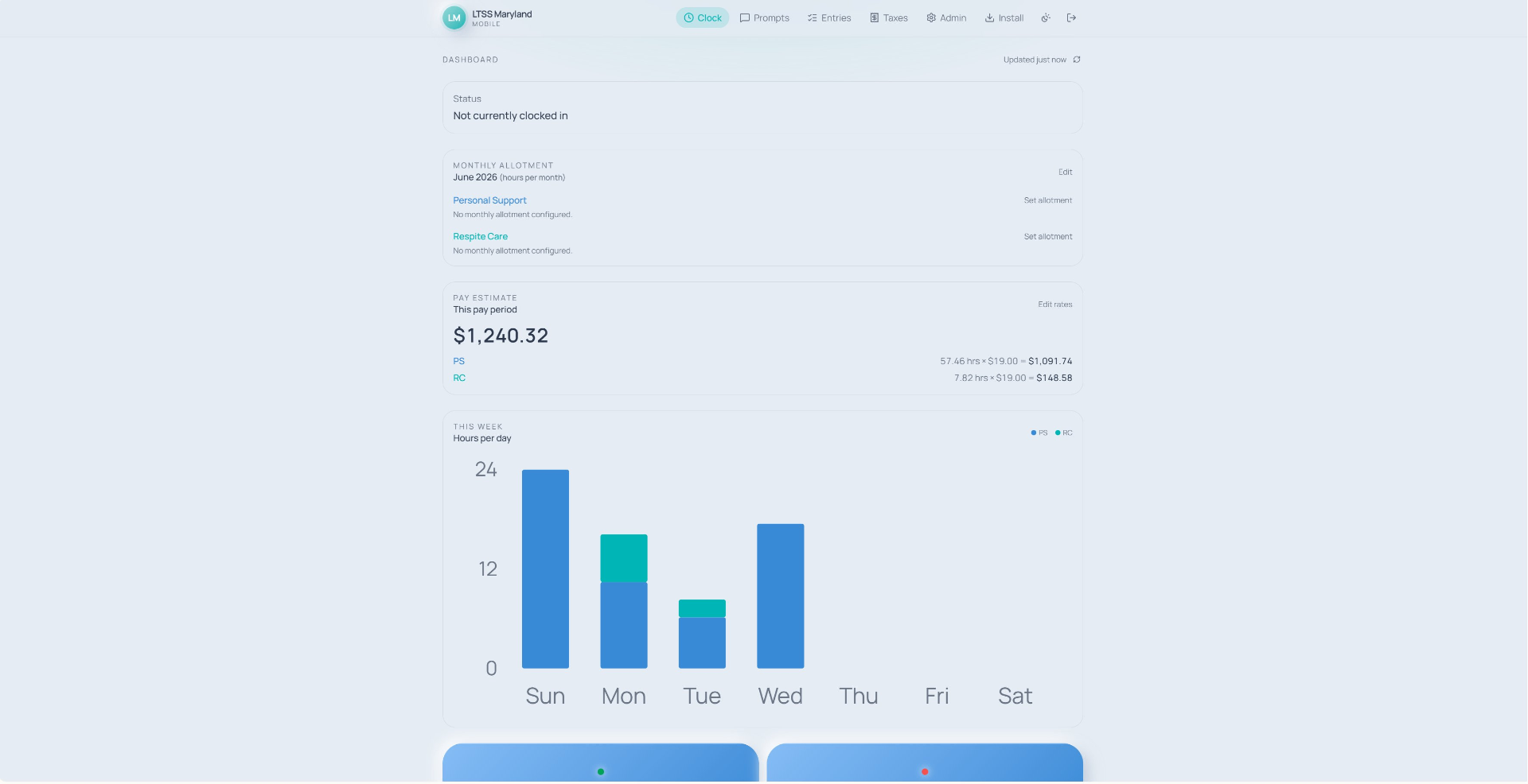 LTSS Maryland Mobile dashboard